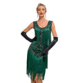 1920 Retro Gatsby Ball Dress Dance Dress Round Neck Beaded Tassel Dress Green