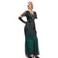 1920s Dress Deco Sequin Bead Dress Party Long Evening Cocktail Dress Green