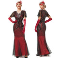 1920s Dress Deco Sequin Bead Dress Party Long Evening Cocktail Dress Red