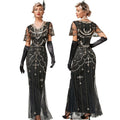 1920s Flapper Dresses Roaring 20s Vintage Sequin Mermaid Evening Gowns Black