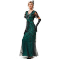 1920s Flapper Dresses Roaring 20s Vintage Sequin Mermaid Evening Gowns Green