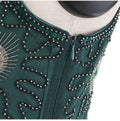 1920s Vintage Peacock Sequined Gatsby Fringed Flapper Roaring 20s Party Dress Green