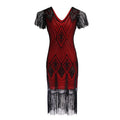 1920s Vintage Retro Sequin Gatsby Roaring 20s Flapper Cocktail Long Dress Red