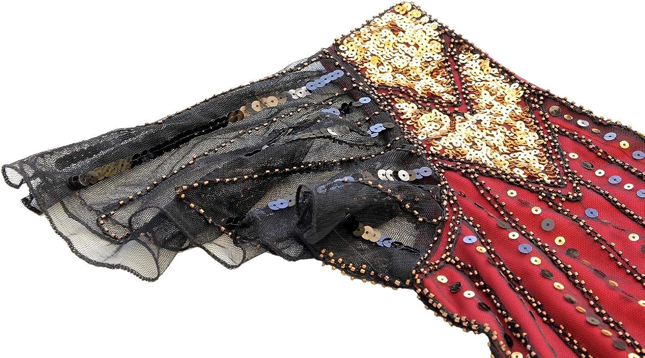 1920s Vintage Retro Sequin Gatsby Roaring 20s Flapper Cocktail Long Dress Red