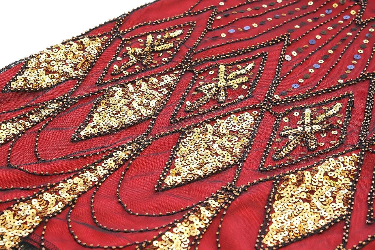 1920s Vintage Retro Sequin Gatsby Roaring 20s Flapper Cocktail Long Dress Red