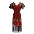 1920s Vintage Retro Sequin Gatsby Roaring 20s Flapper Cocktail Long Dress Red Gold