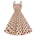 1950s Dresses for Women Vintage Rockabilly Retro Straps Pink Plaid A-line Swing Midi Dress Beige
