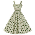 1950s Dresses for Women Vintage Rockabilly Retro Straps Pink Plaid A-line Swing Midi Dress Green