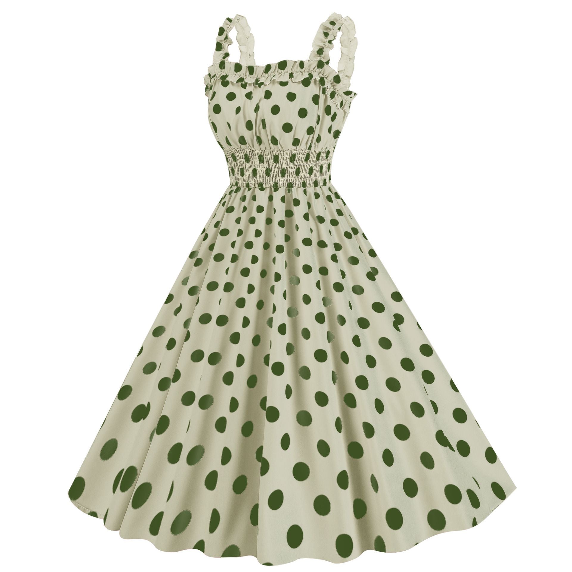1950s Dresses for Women Vintage Rockabilly Retro Straps Pink Plaid A-line Swing Midi Dress Green