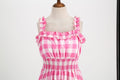 1950s Dresses for Women Vintage Rockabilly Retro Straps Pink Plaid A-line Swing Midi Dress Pink