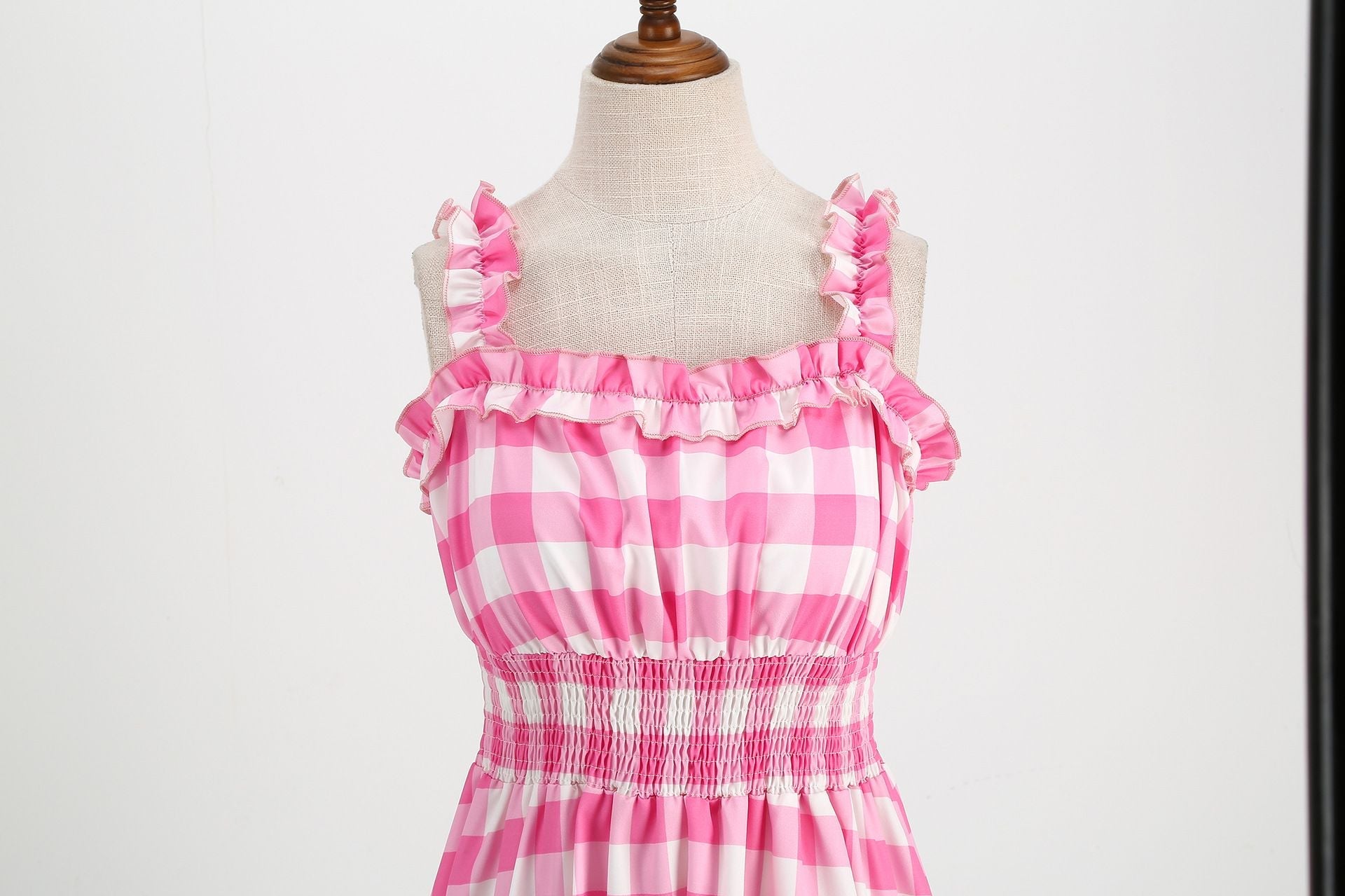 1950s Dresses for Women Vintage Rockabilly Retro Straps Pink Plaid A-line Swing Midi Dress Pink
