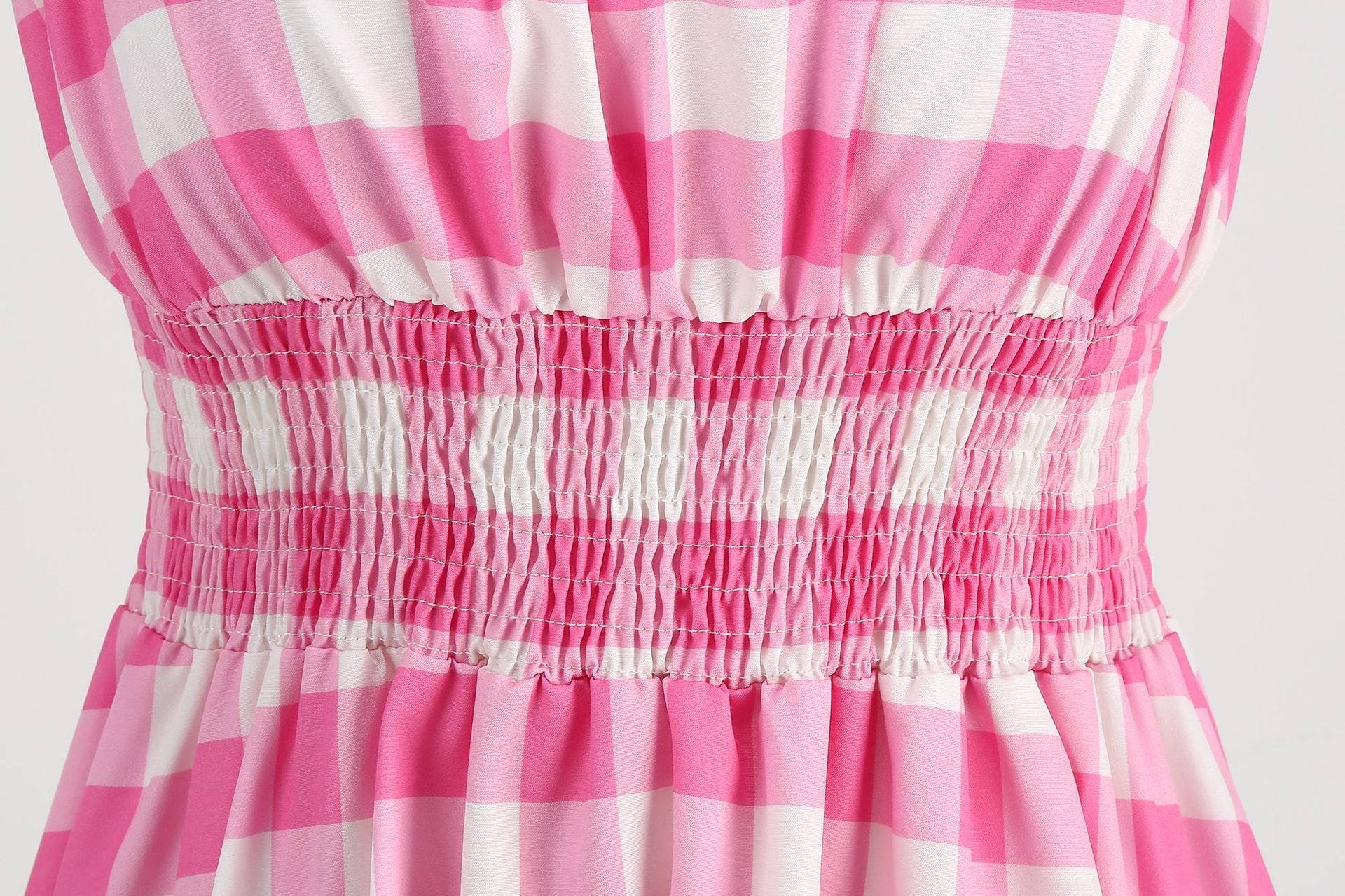 1950s Dresses for Women Vintage Rockabilly Retro Straps Pink Plaid A-line Swing Midi Dress Pink