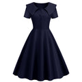 1950s Retro Vintage Party Swing Dress Elegant Rockabilly Short Sleeve Pin Up Dress Black