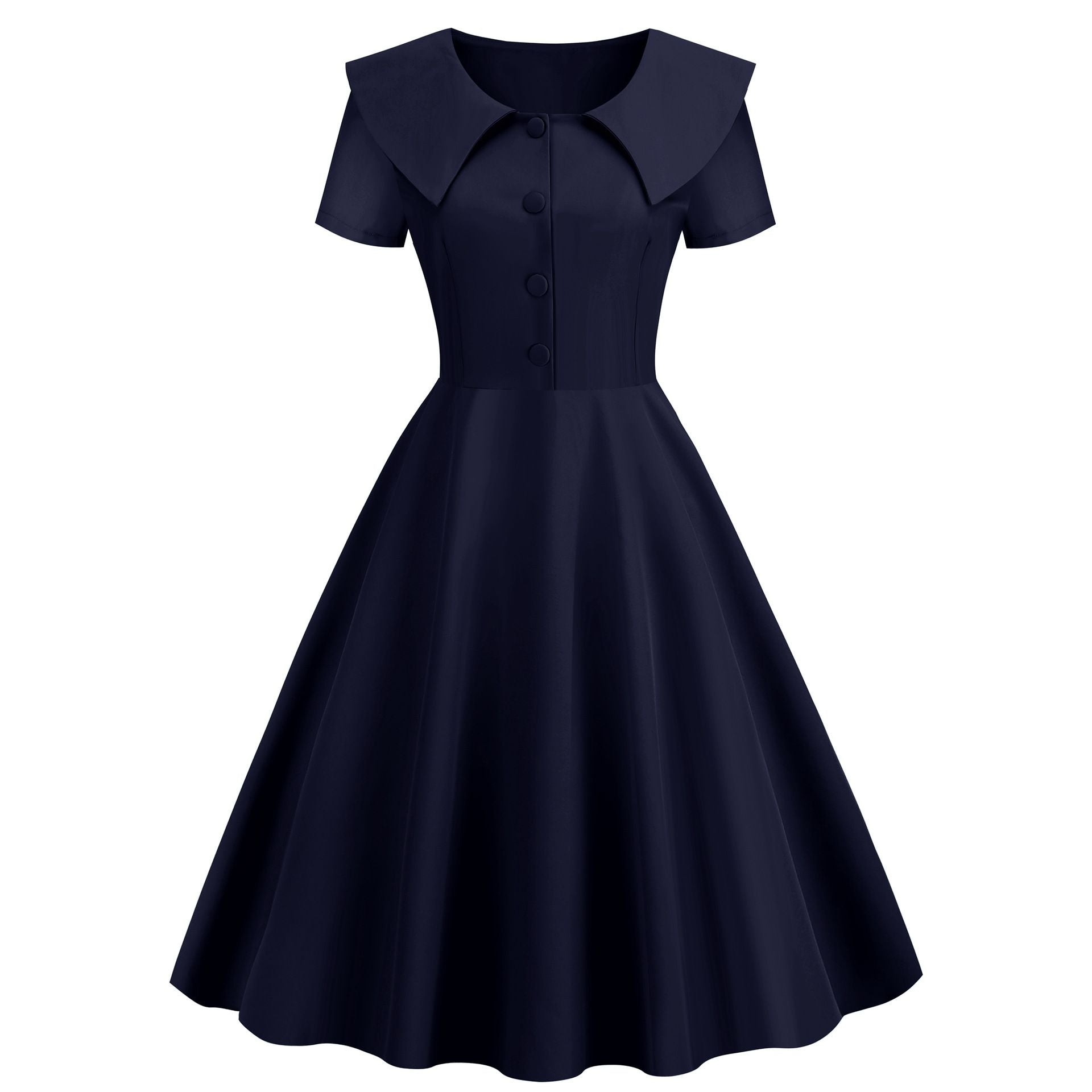 1950s Retro Vintage Party Swing Dress Elegant Rockabilly Short Sleeve Pin Up Dress Black