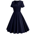 1950s Retro Vintage Party Swing Dress Elegant Rockabilly Short Sleeve Pin Up Dress Black