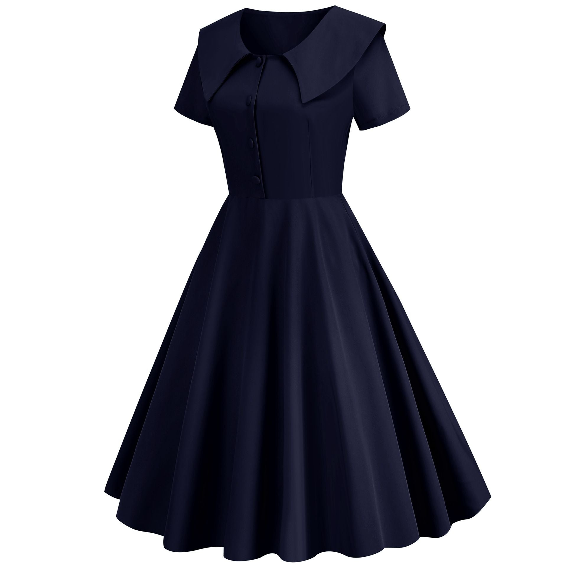 1950s Retro Vintage Party Swing Dress Elegant Rockabilly Short Sleeve Pin Up Dress Black