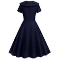 1950s Retro Vintage Party Swing Dress Elegant Rockabilly Short Sleeve Pin Up Dress Black