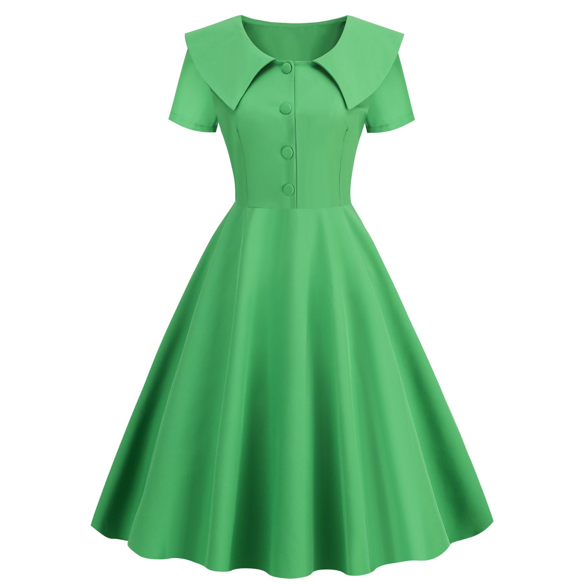 1950s Retro Vintage Party Swing Dress Elegant Rockabilly Short Sleeve Pin Up Dress Green