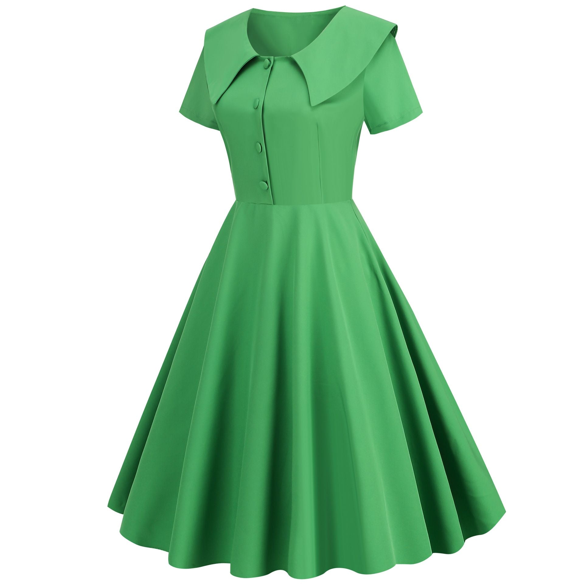 1950s Retro Vintage Party Swing Dress Elegant Rockabilly Short Sleeve Pin Up Dress Green