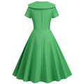 1950s Retro Vintage Party Swing Dress Elegant Rockabilly Short Sleeve Pin Up Dress Green