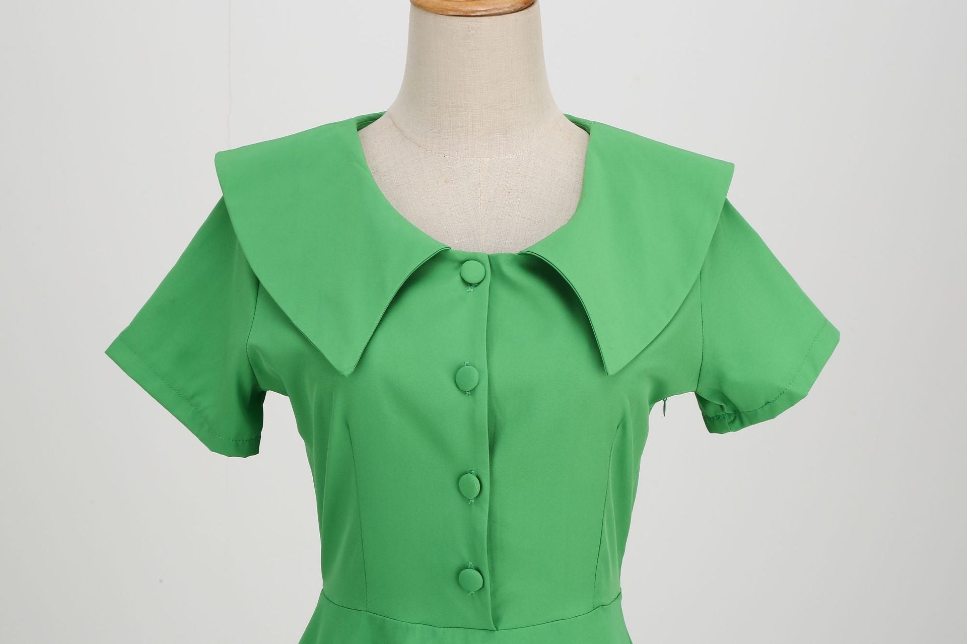 1950s Retro Vintage Party Swing Dress Elegant Rockabilly Short Sleeve Pin Up Dress Green