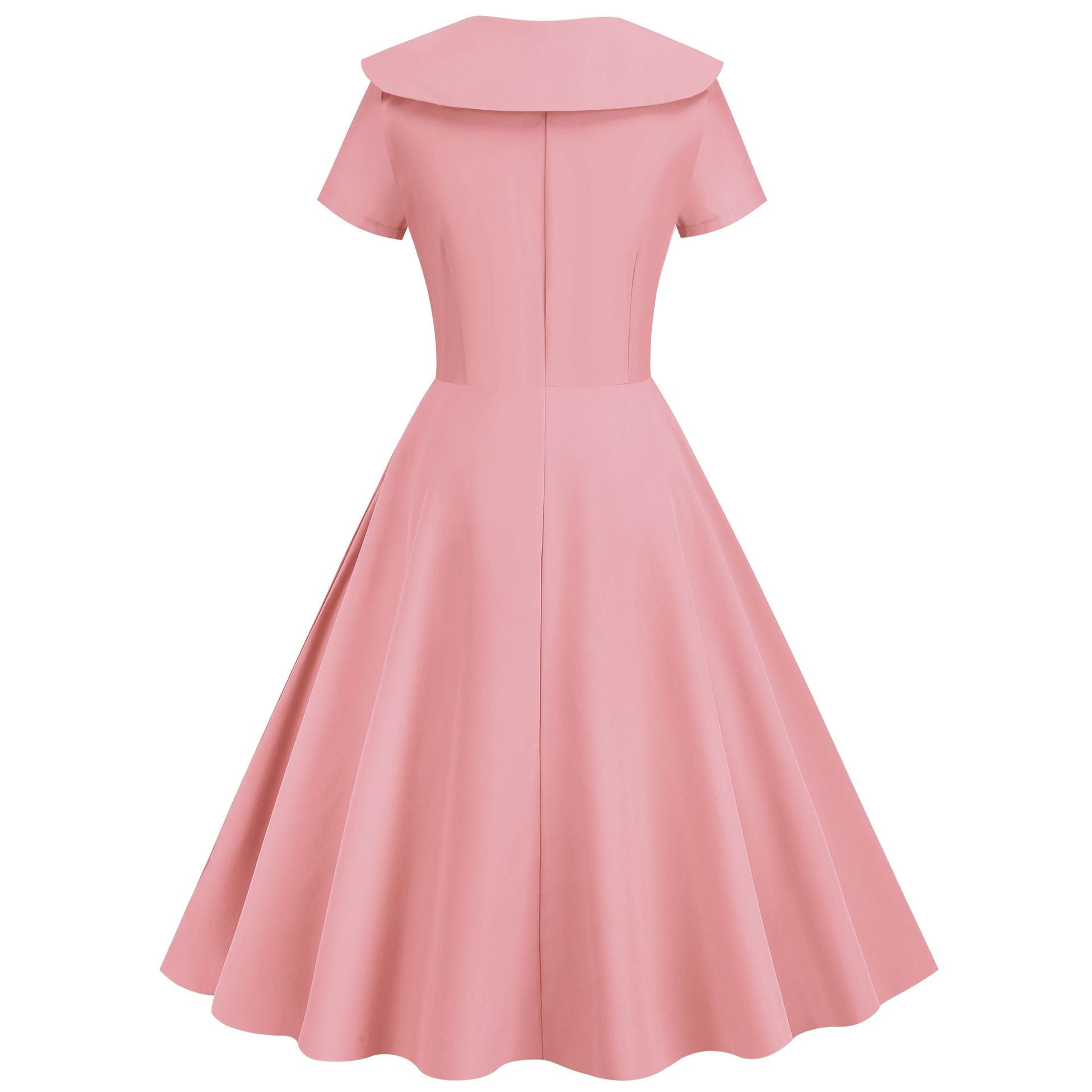 1950s Retro Vintage Party Swing Dress Elegant Rockabilly Short Sleeve Pin Up Dress Pink