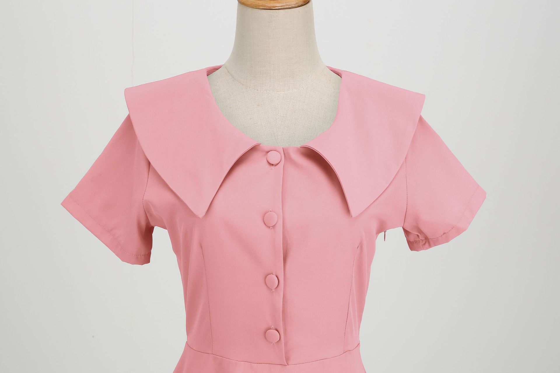 1950s Retro Vintage Party Swing Dress Elegant Rockabilly Short Sleeve Pin Up Dress Pink