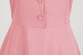 1950s Retro Vintage Party Swing Dress Elegant Rockabilly Short Sleeve Pin Up Dress Pink