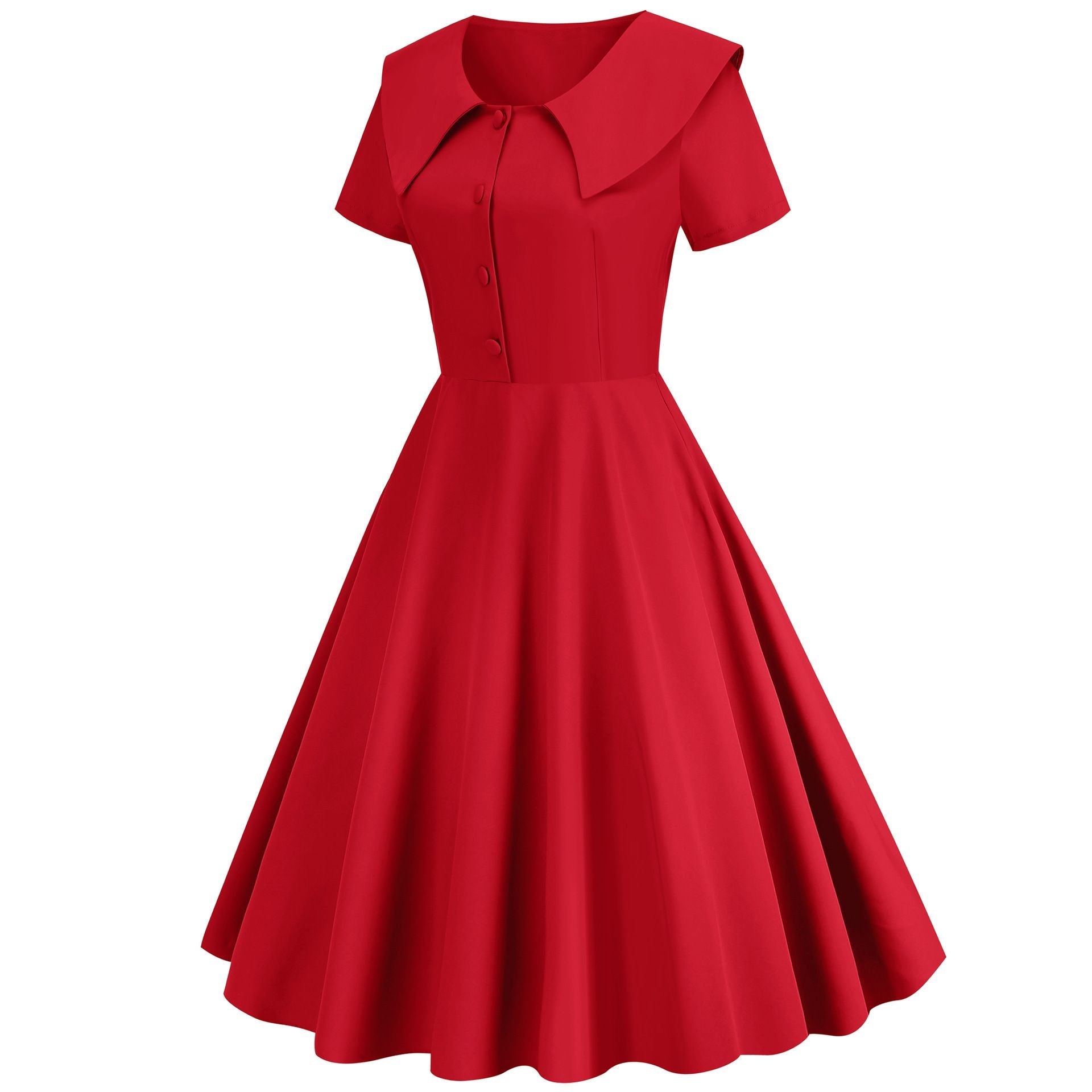 1950s Retro Vintage Party Swing Dress Elegant Rockabilly Short Sleeve Pin Up Dress Red