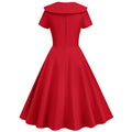 1950s Retro Vintage Party Swing Dress Elegant Rockabilly Short Sleeve Pin Up Dress Red