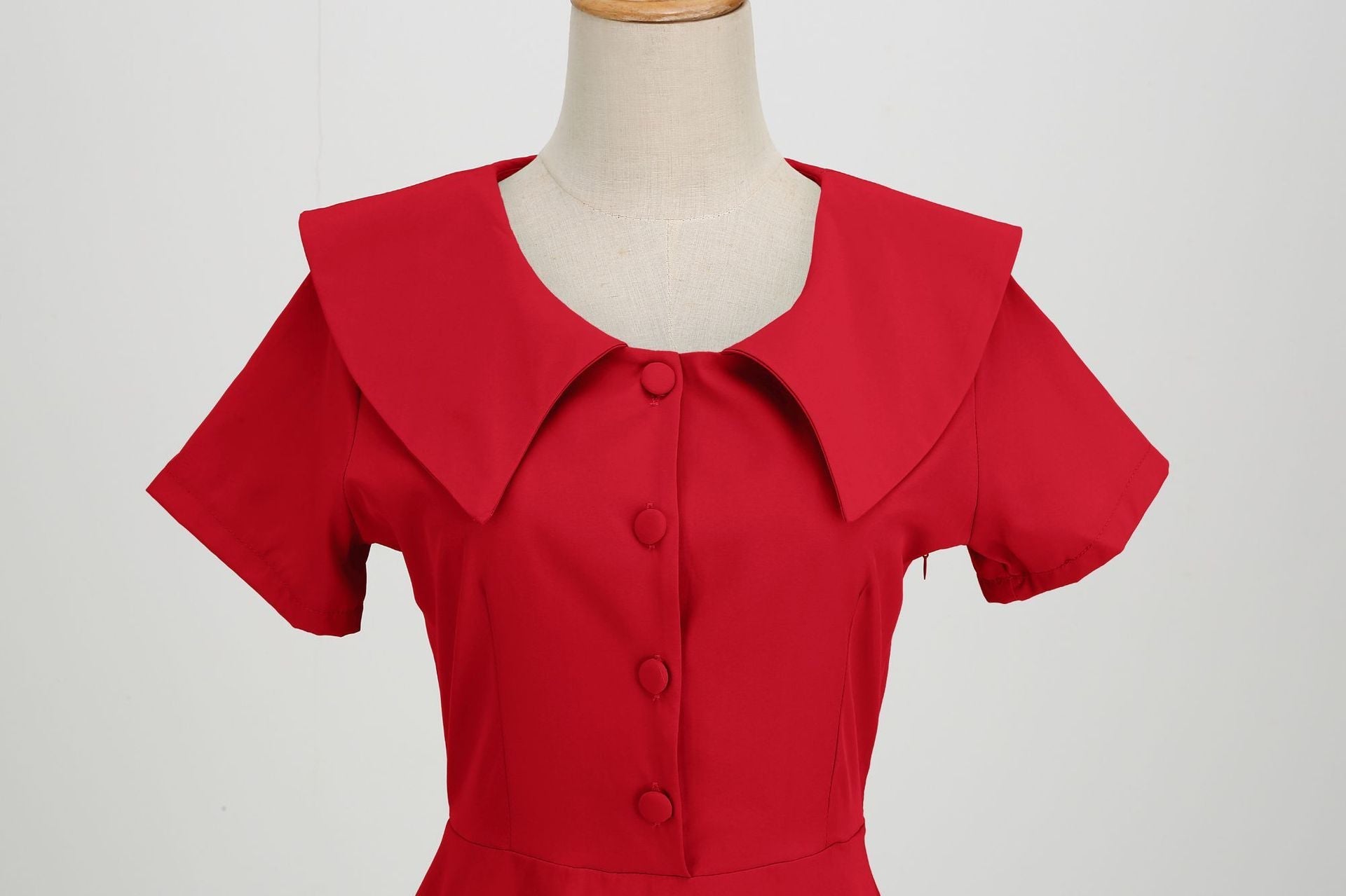 1950s Retro Vintage Party Swing Dress Elegant Rockabilly Short Sleeve Pin Up Dress Red