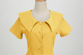 1950s Retro Vintage Party Swing Dress Elegant Rockabilly Short Sleeve Pin Up Dress Yellow