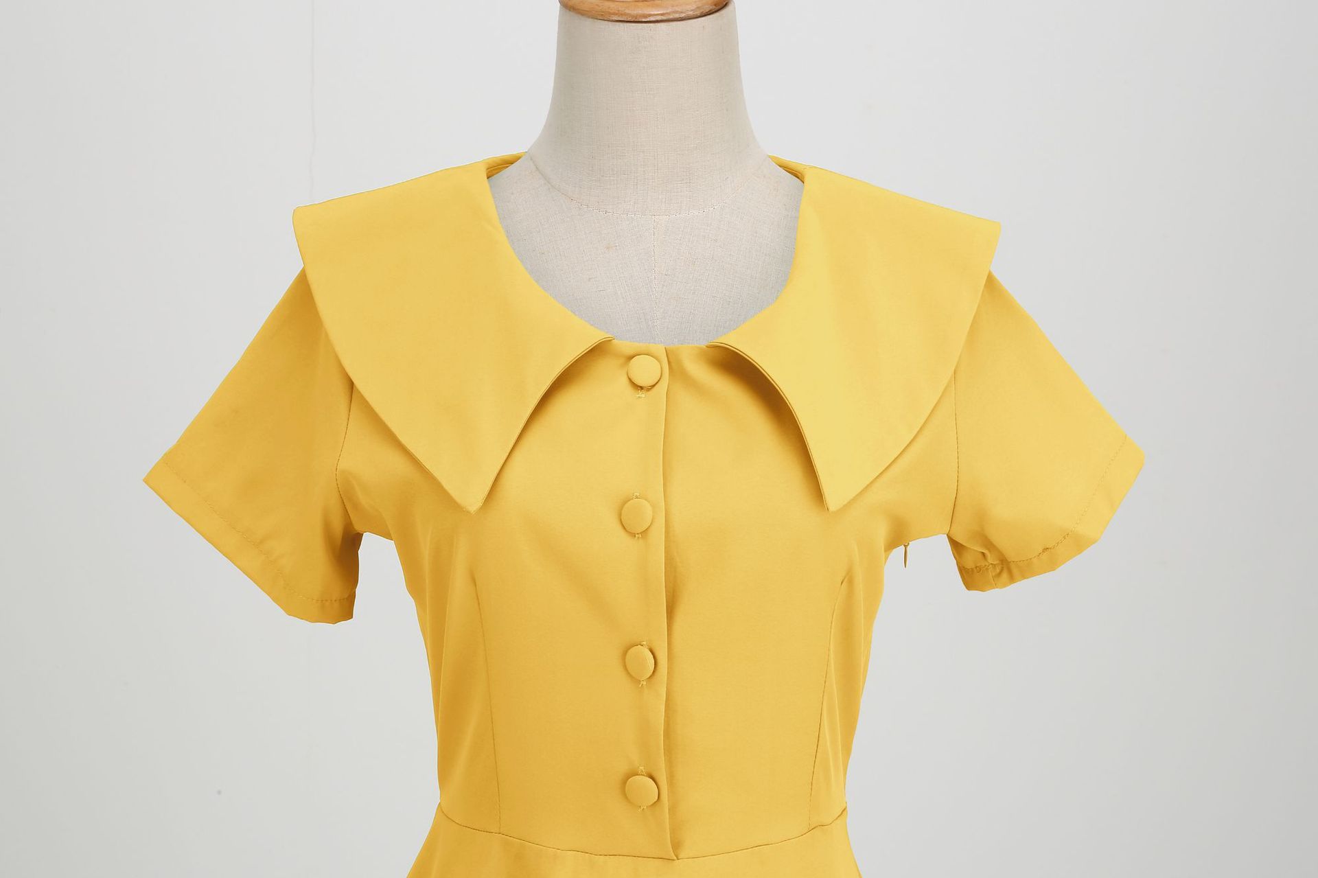 1950s Retro Vintage Party Swing Dress Elegant Rockabilly Short Sleeve Pin Up Dress Yellow