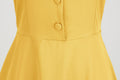 1950s Retro Vintage Party Swing Dress Elegant Rockabilly Short Sleeve Pin Up Dress Yellow