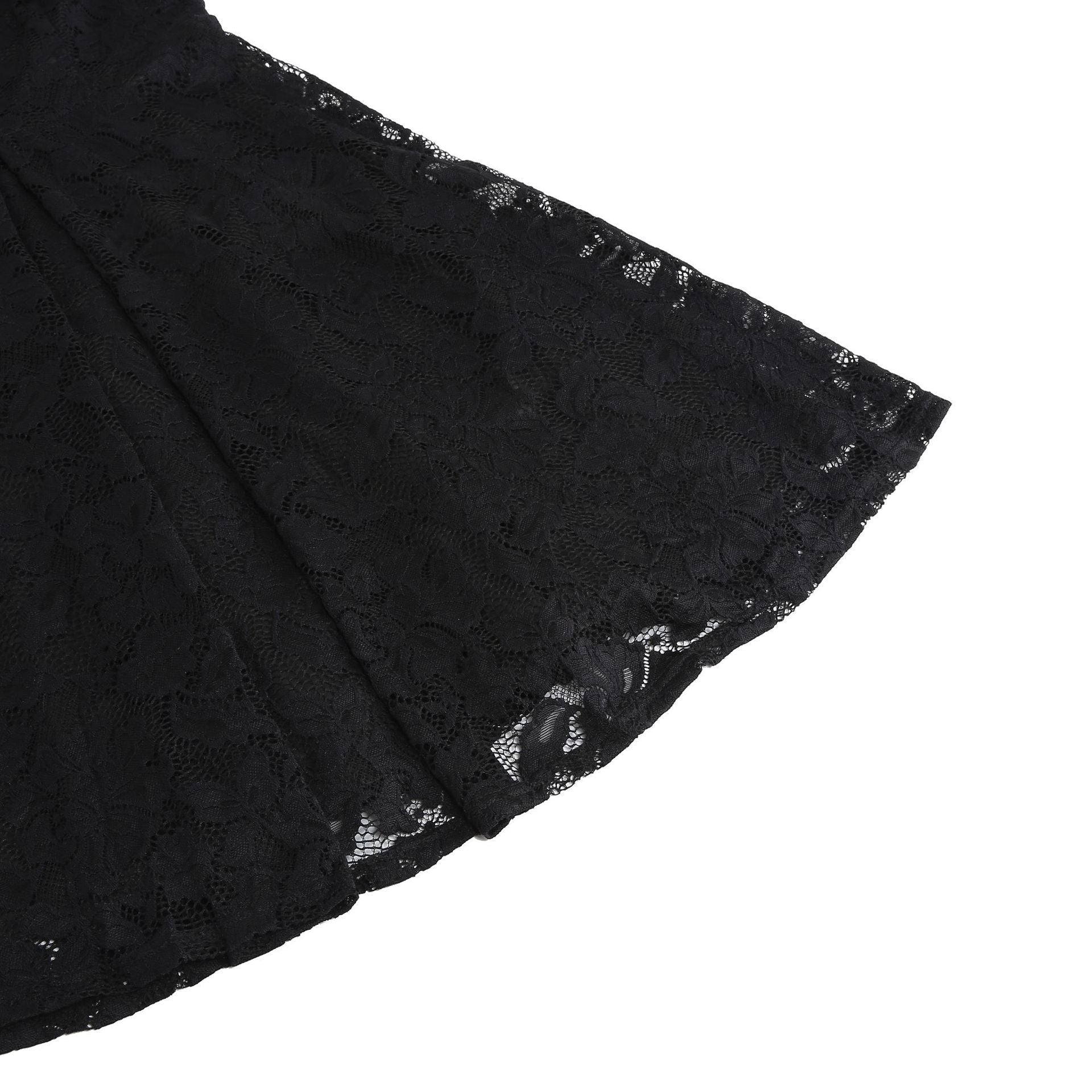 50s 60s Womens Vintage Party Dress V Neck Lace Pin Up Rockabilly Dress Black