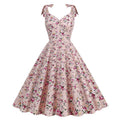 50s Girls Flower Girl Dress Shoulder Tie Sleeveless Floral Dress Pink