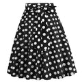 50s Skirts Black Polka Dot Swing Skirt Stretch Waist Skirts Vintage A-line Flare Skirts