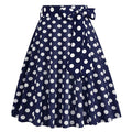 50s Skirts Navy Polka Dot Swing Skirt Stretch Waist Skirts Vintage A-line Flare Skirts