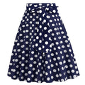 50s Skirts Navy Polka Dot Swing Skirt Stretch Waist Skirts Vintage A-line Flare Skirts