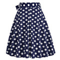 50s Skirts Navy Polka Dot Swing Skirt Stretch Waist Skirts Vintage A-line Flare Skirts