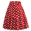 50s Skirts Red Polka Dot Swing Skirt Stretch Waist Skirts Vintage A-line Flare Skirts