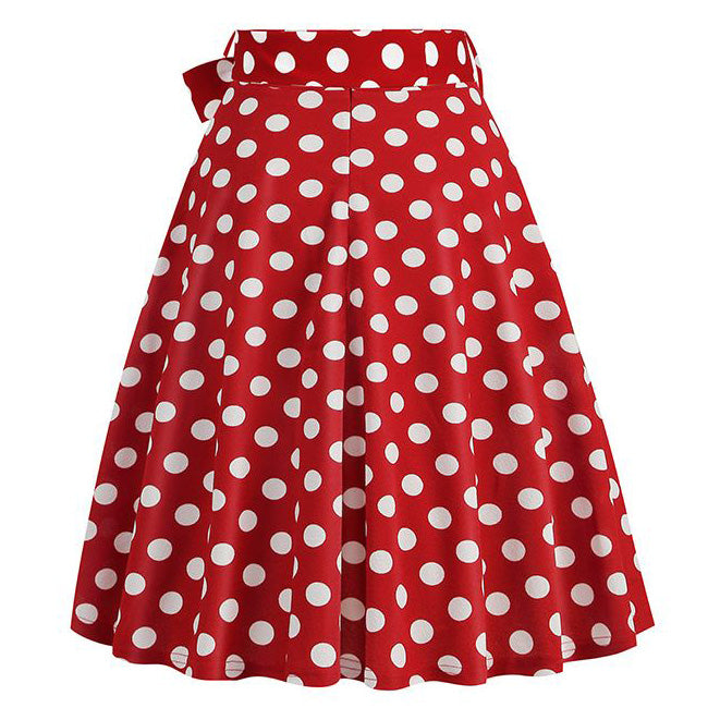 50s Skirts Red Polka Dot Swing Skirt Stretch Waist Skirts Vintage A-line Flare Skirts