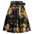 50s Skirts Swing Skirt Stretch Waist Skirts Vintage A-line Flare Skirts Black