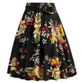 50s Skirts Swing Skirt Stretch Waist Skirts Vintage A-line Flare Skirts Black