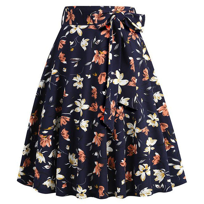 50s Skirts Swing Skirt Stretch Waist Skirts Vintage A-line Flare Skirts Orange