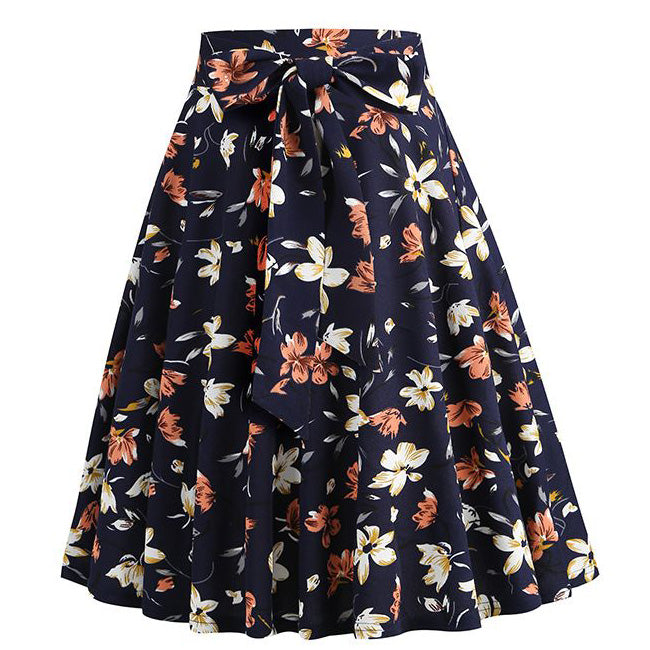 50s Skirts Swing Skirt Stretch Waist Skirts Vintage A-line Flare Skirts Orange