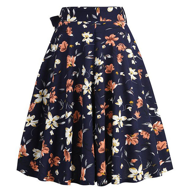 50s Skirts Swing Skirt Stretch Waist Skirts Vintage A-line Flare Skirts Orange