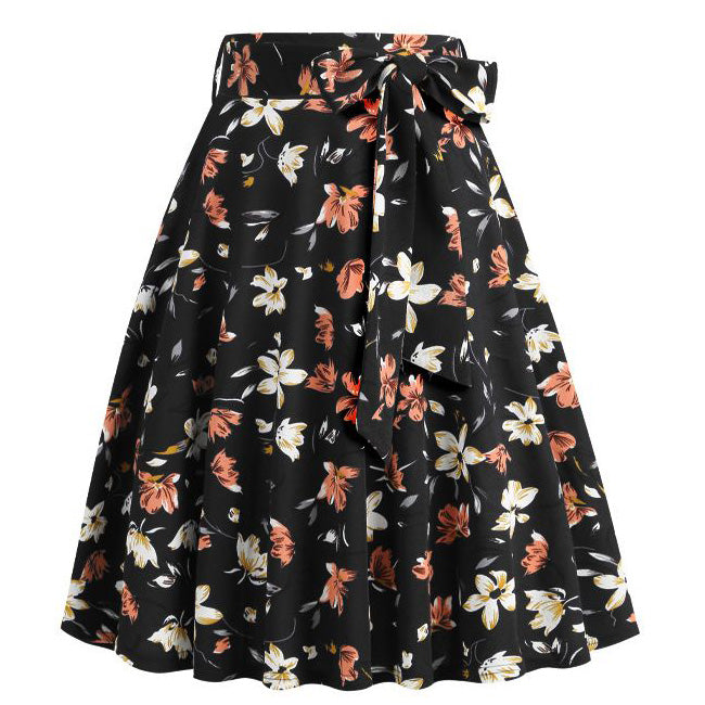 50s Skirts Swing Skirt Stretch Waist Skirts Vintage A-line Flare Skirts Orange