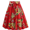 50s Skirts Swing Skirt Stretch Waist Skirts Vintage A-line Flare Skirts Red