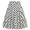 50s Skirts White Polka Dot Swing Skirt Stretch Waist Skirts Vintage A-line Flare Skirts